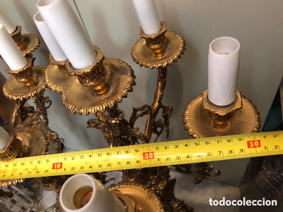 Vintage: BRONCES ARTISTICOS-PAREJA DE CANDELABROS 6 BRAZOS. - Foto 9