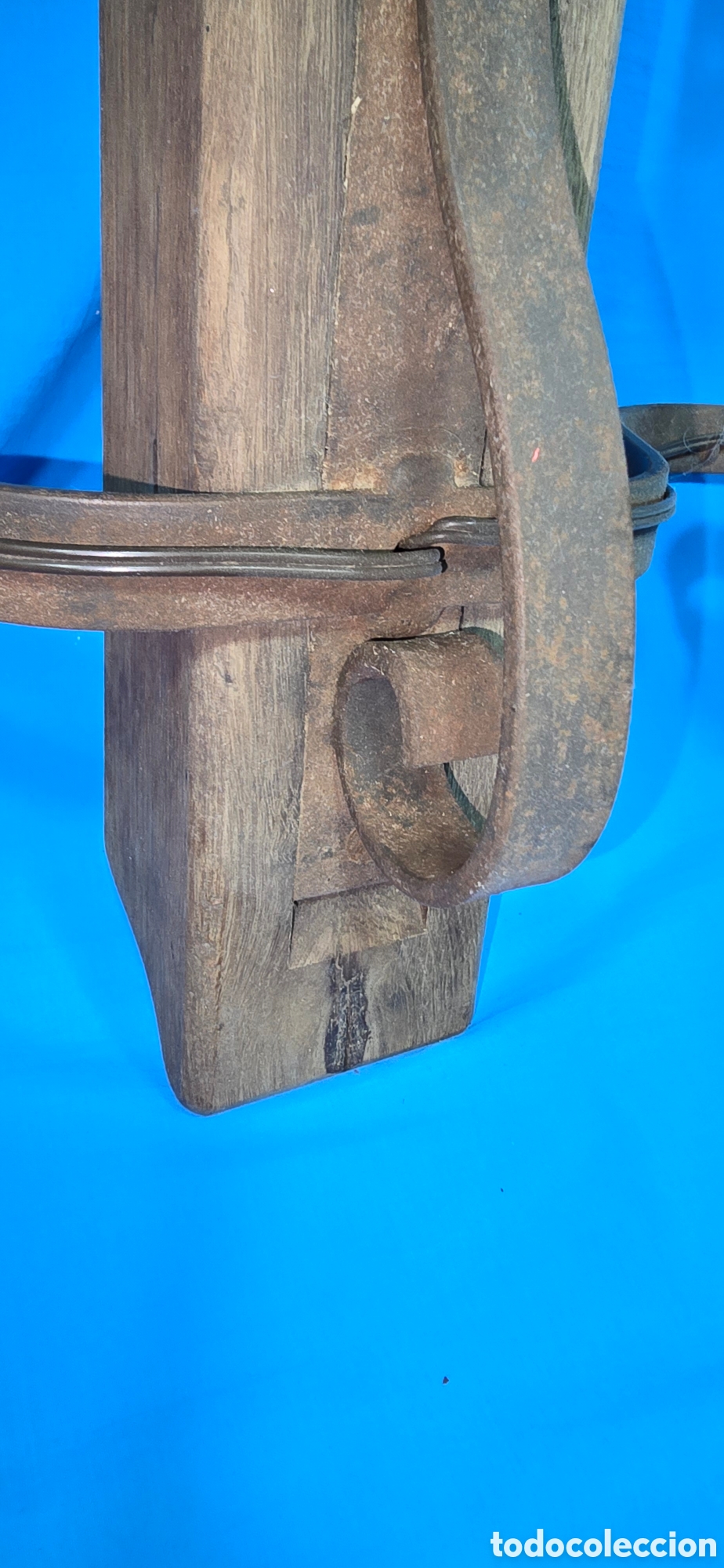 Vintage: ANTIGUA LAMPARA ESTILO MEDIEVAL EN HIERRO Y MADERA - Foto 13