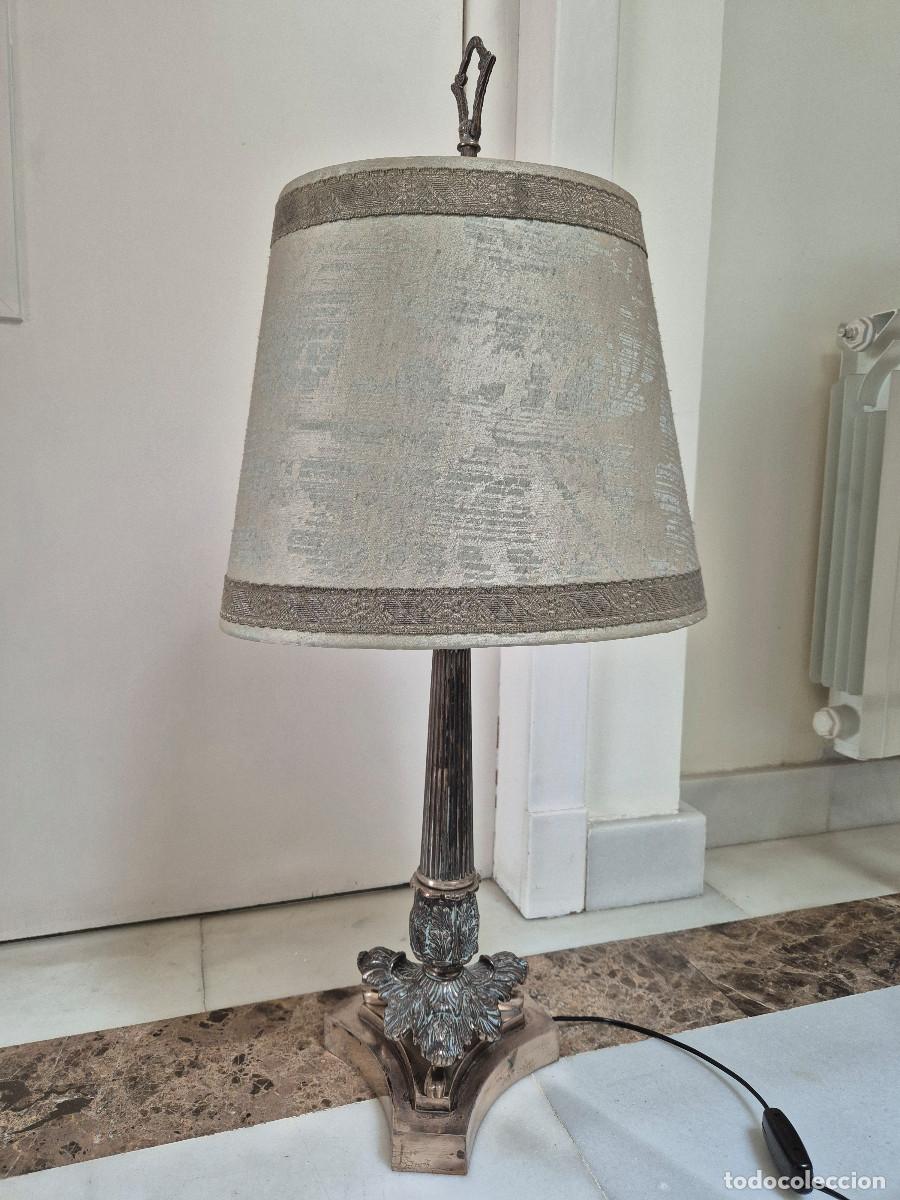 Vintage: Lampara de hierro con mampara gris - Foto 1