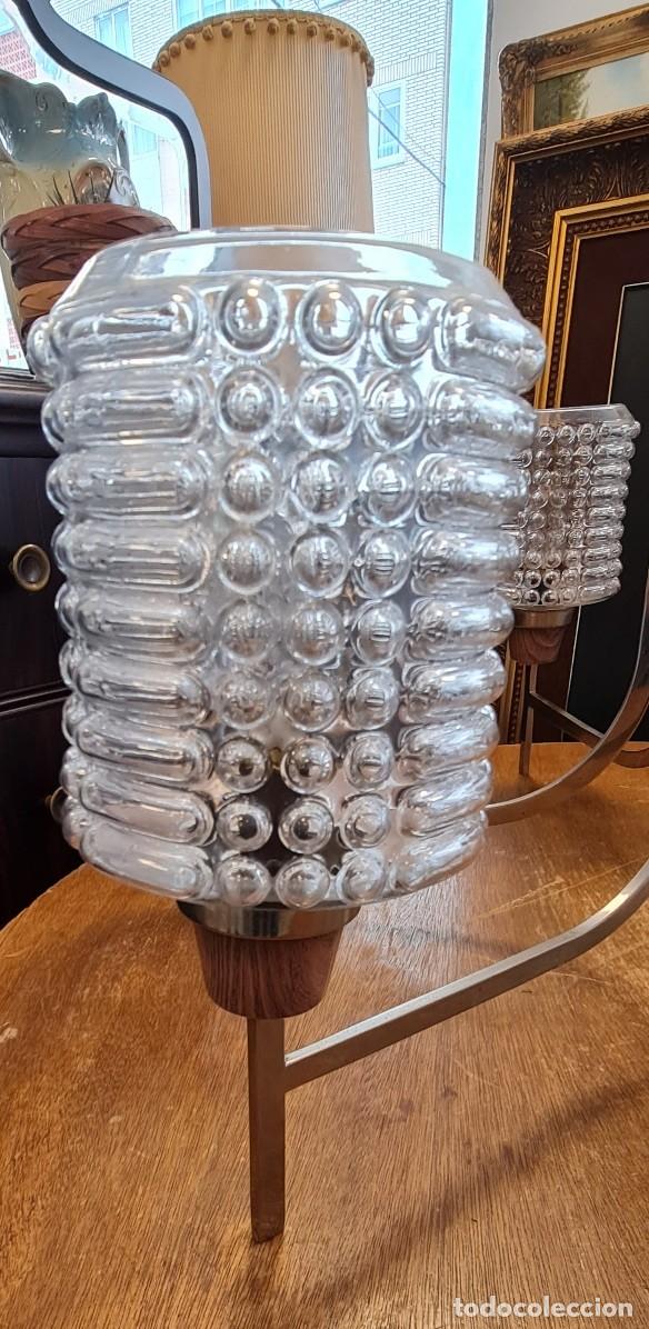 Vintage: Lampara de 6 brazos en acero y cristal - Foto 2