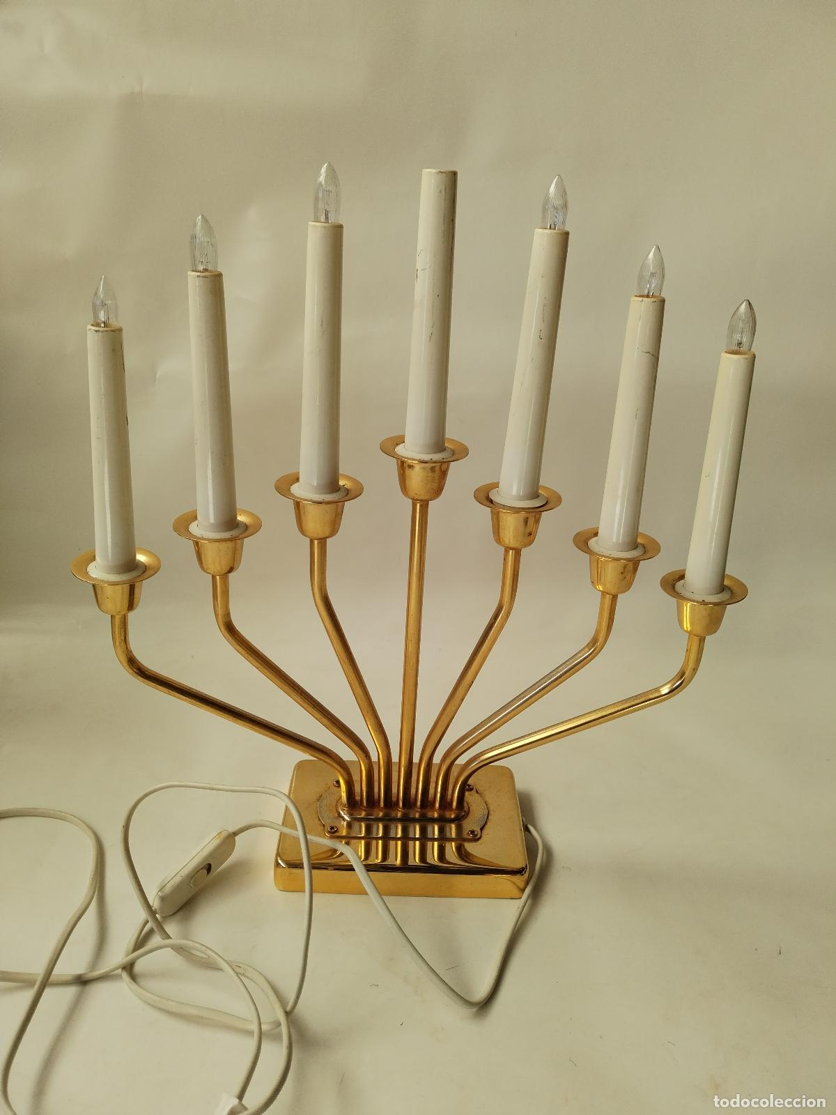 Vintage: candelabro 7 brazos en metal dorado - Foto 2