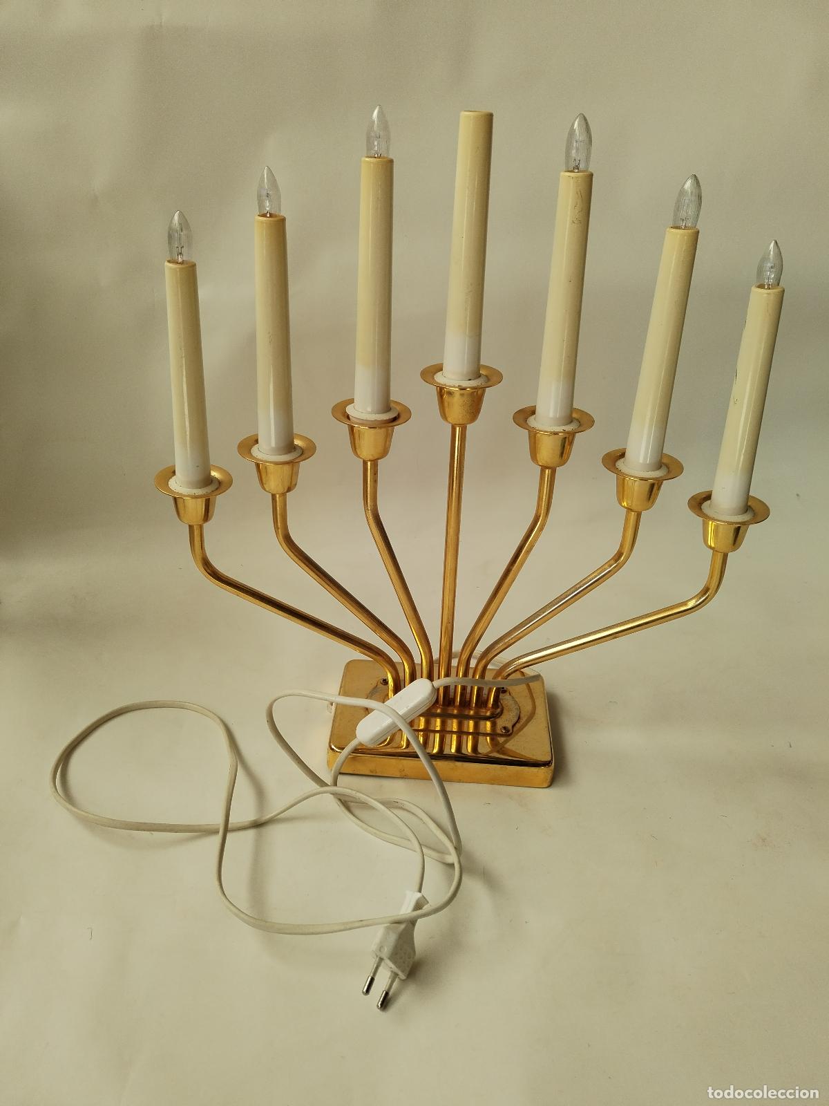 Vintage: candelabro 7 brazos en metal dorado - Foto 4