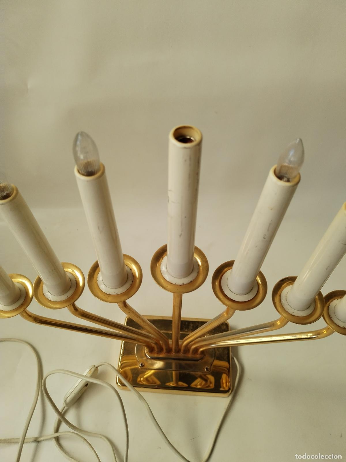 Vintage: candelabro 7 brazos en metal dorado - Foto 5