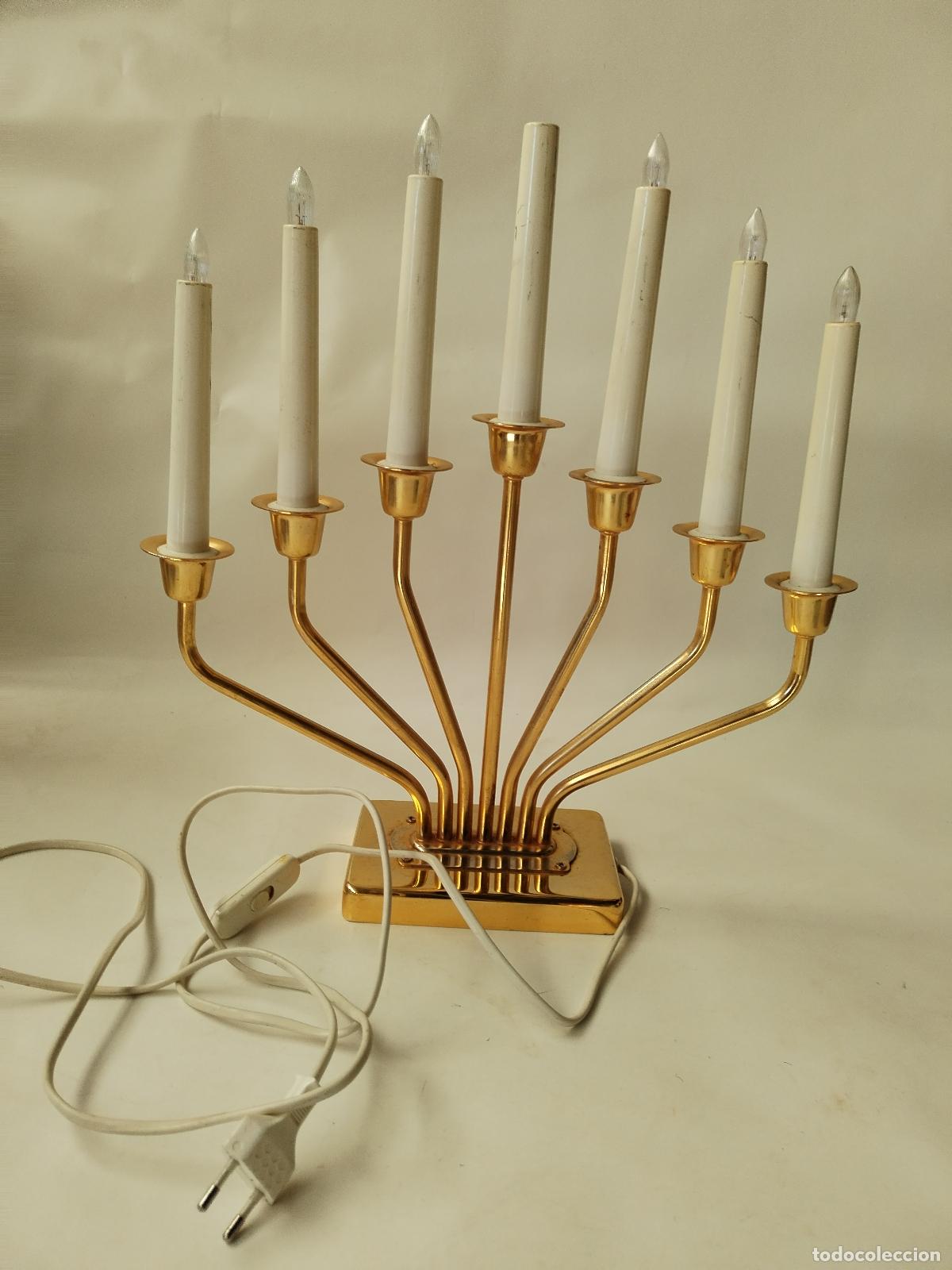 Vintage: candelabro 7 brazos en metal dorado - Foto 1