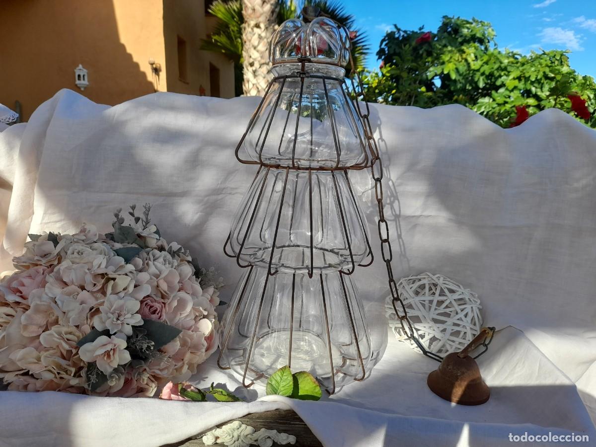 Vintage: Lampara de techo de metal y cristal - Foto 1