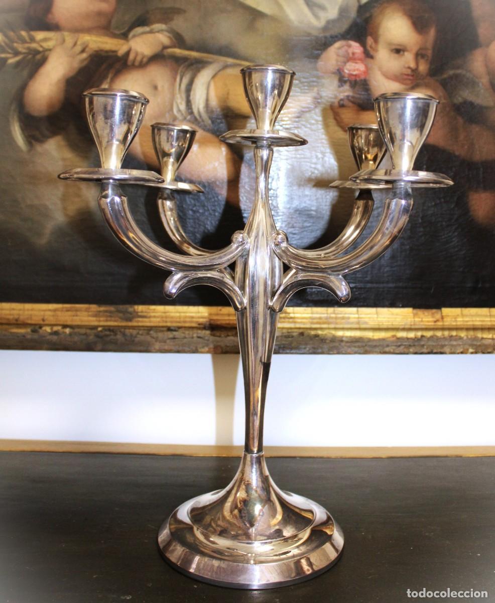 Vintage: CANDELABRO DE ALPACA E CINCO VELAS. - Foto 1