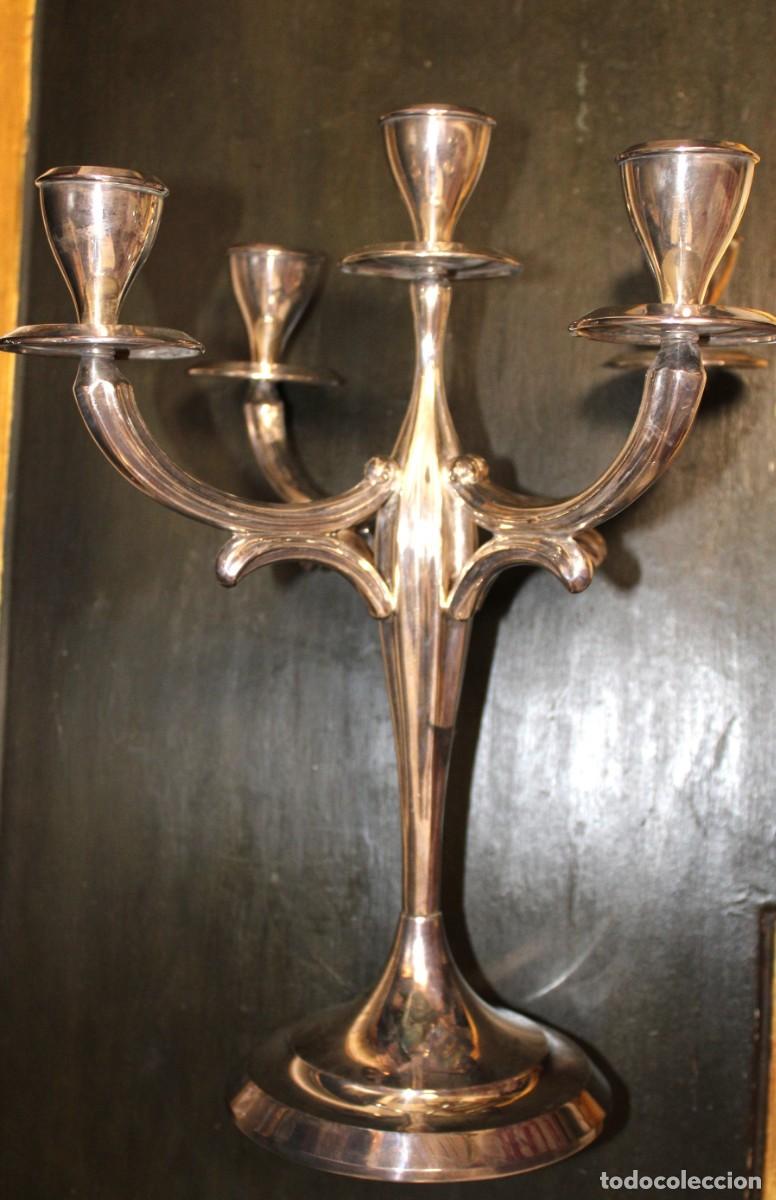 Vintage: CANDELABRO DE ALPACA E CINCO VELAS. - Foto 4