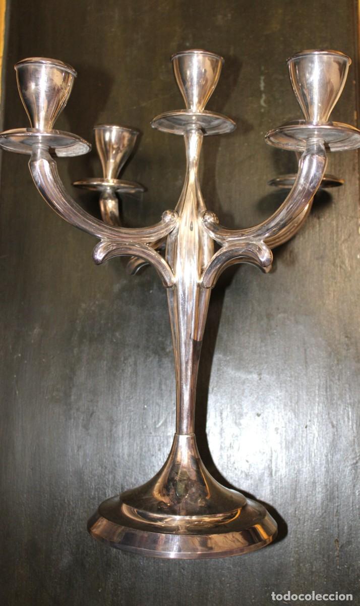 Vintage: CANDELABRO DE ALPACA E CINCO VELAS. - Foto 5