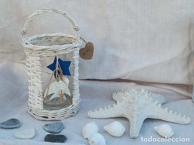 Vintage: porta-vela de mimbre - Foto 1