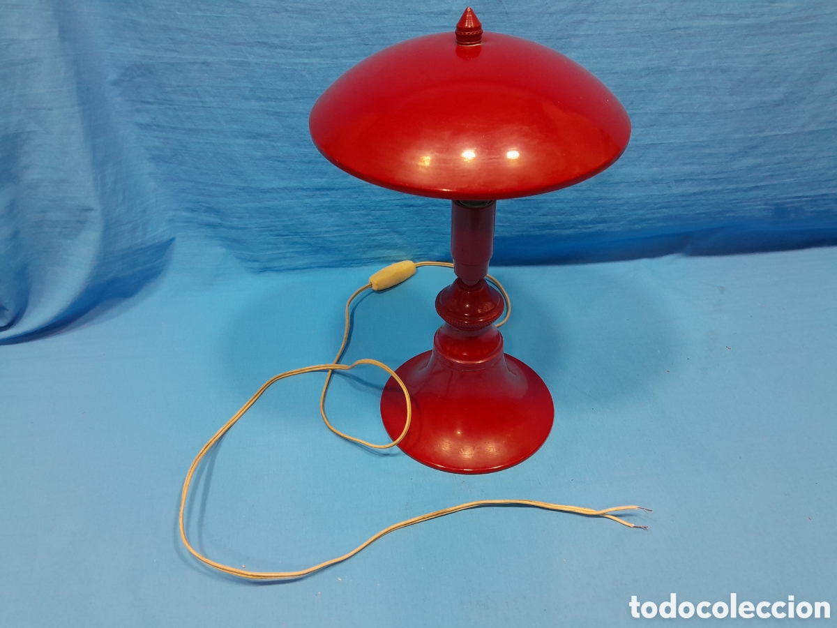 Vintage: L&Aacute;MPARA ROJA DE MESA - CHAMPI&Ntilde;&Oacute;N . FUNCIONA - Foto 4