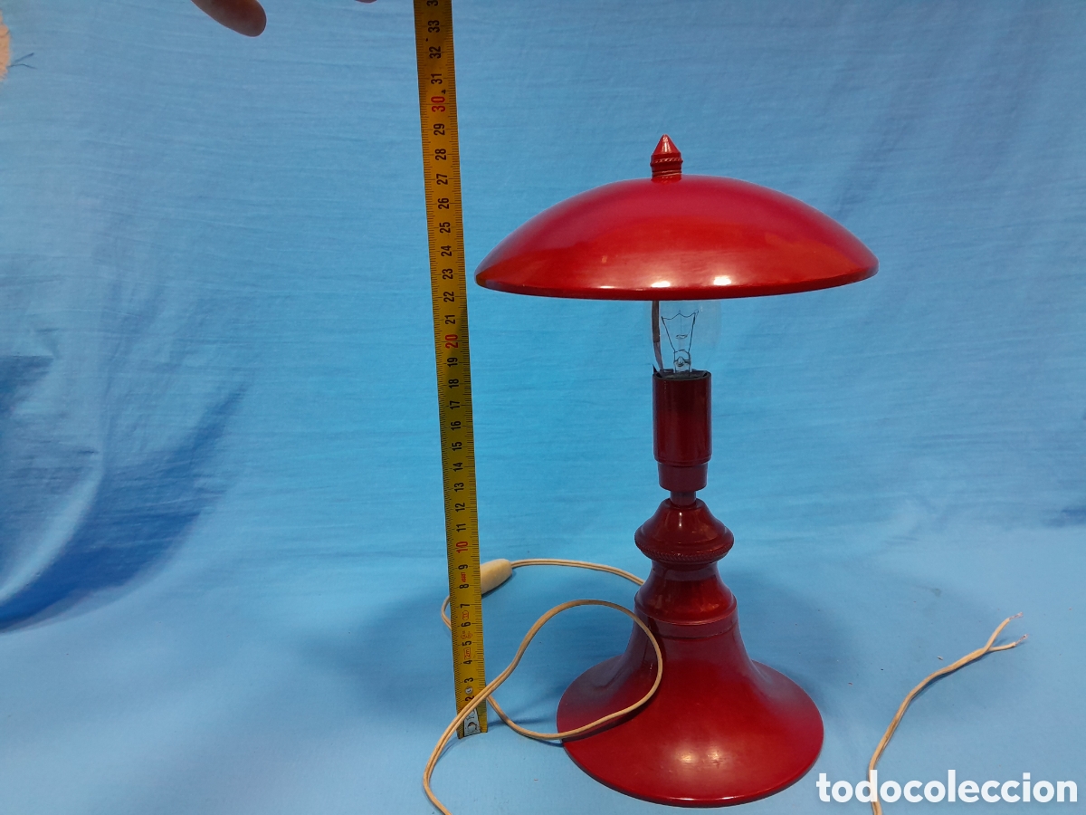 Vintage: L&Aacute;MPARA ROJA DE MESA - CHAMPI&Ntilde;&Oacute;N . FUNCIONA - Foto 5