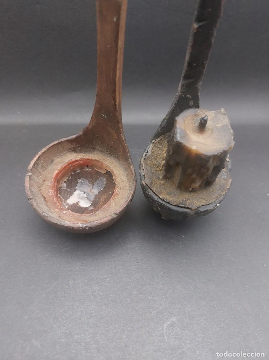 Vintage: PORTAVELAS DE MADERA ANTIGUOS - Foto 1