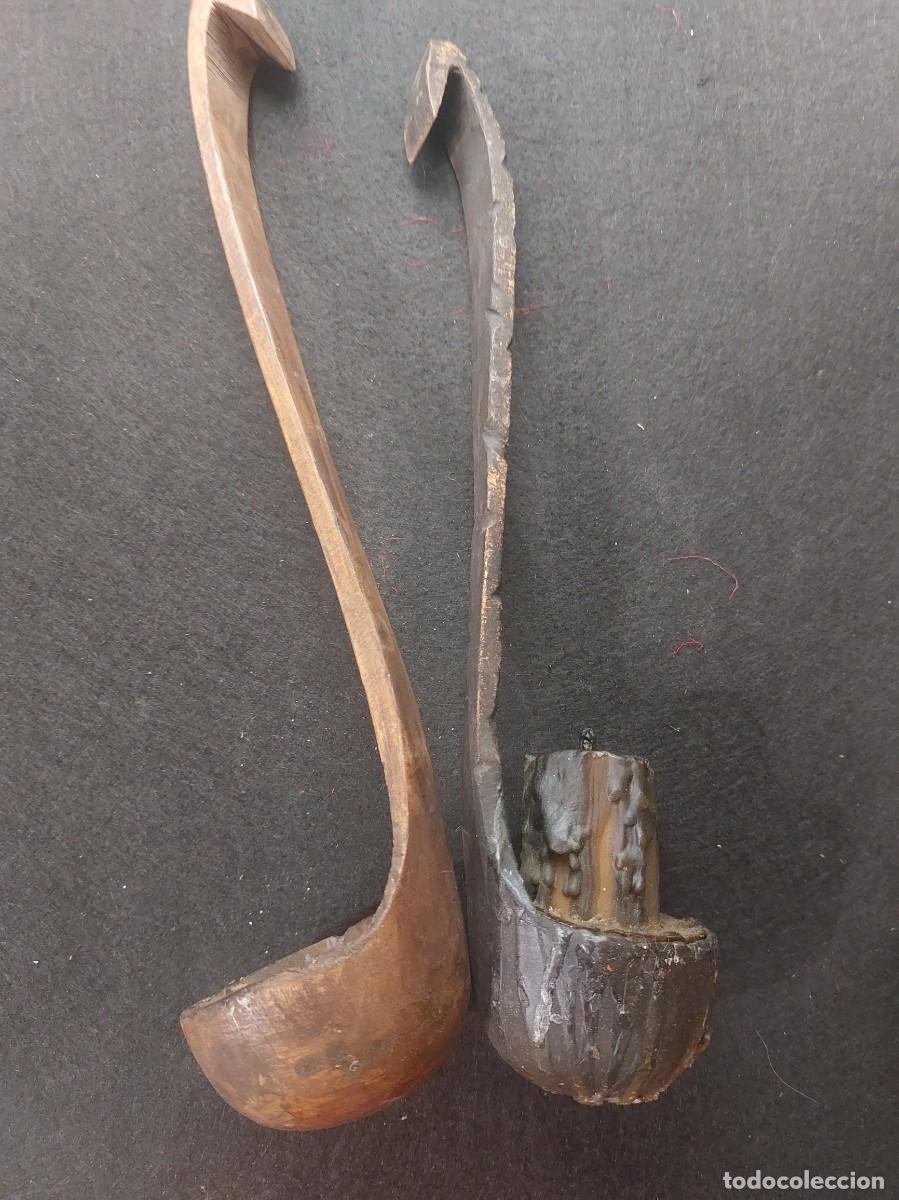 Vintage: PORTAVELAS DE MADERA ANTIGUOS - Foto 3
