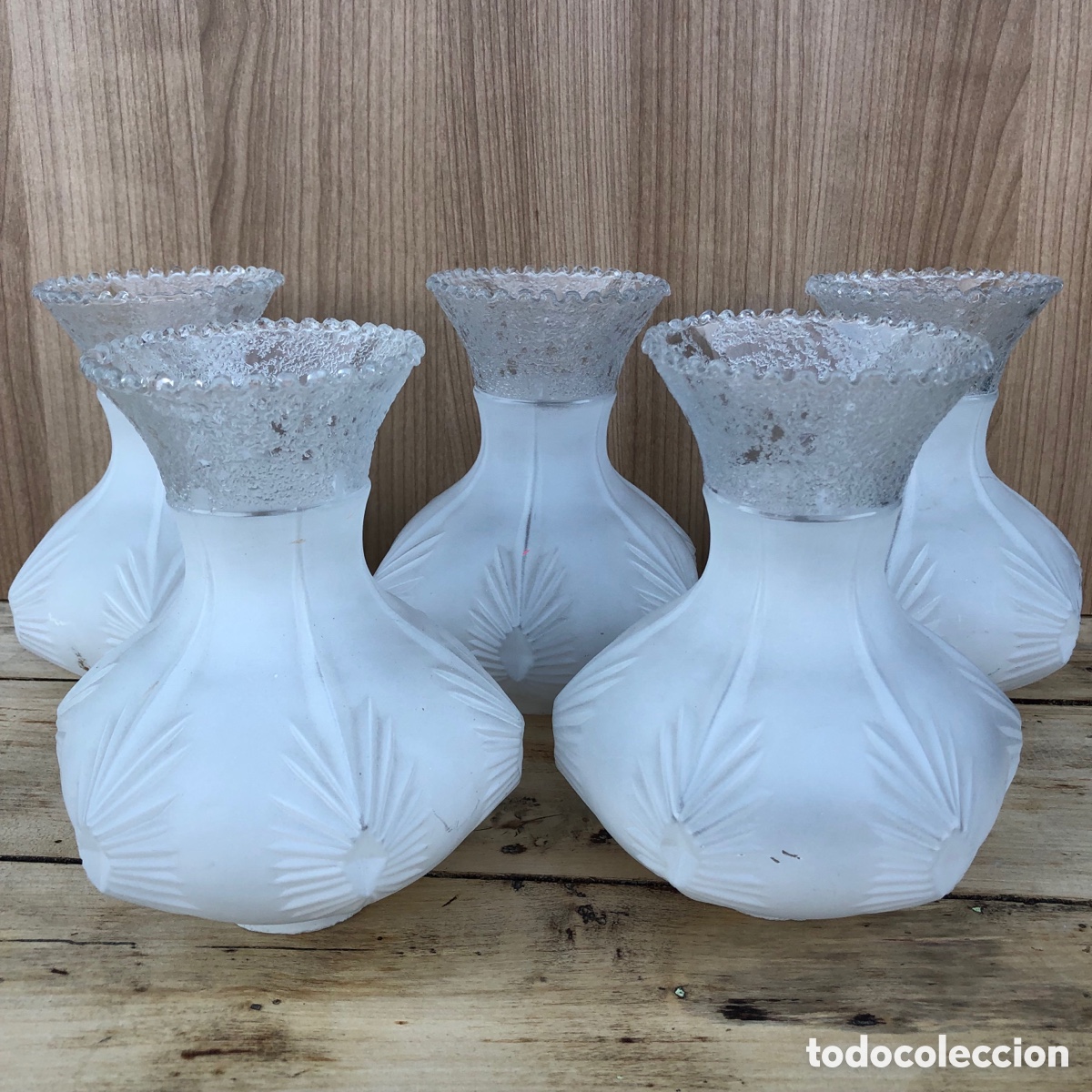 Vintage: 5 tulipas cristal opaco - Foto 2