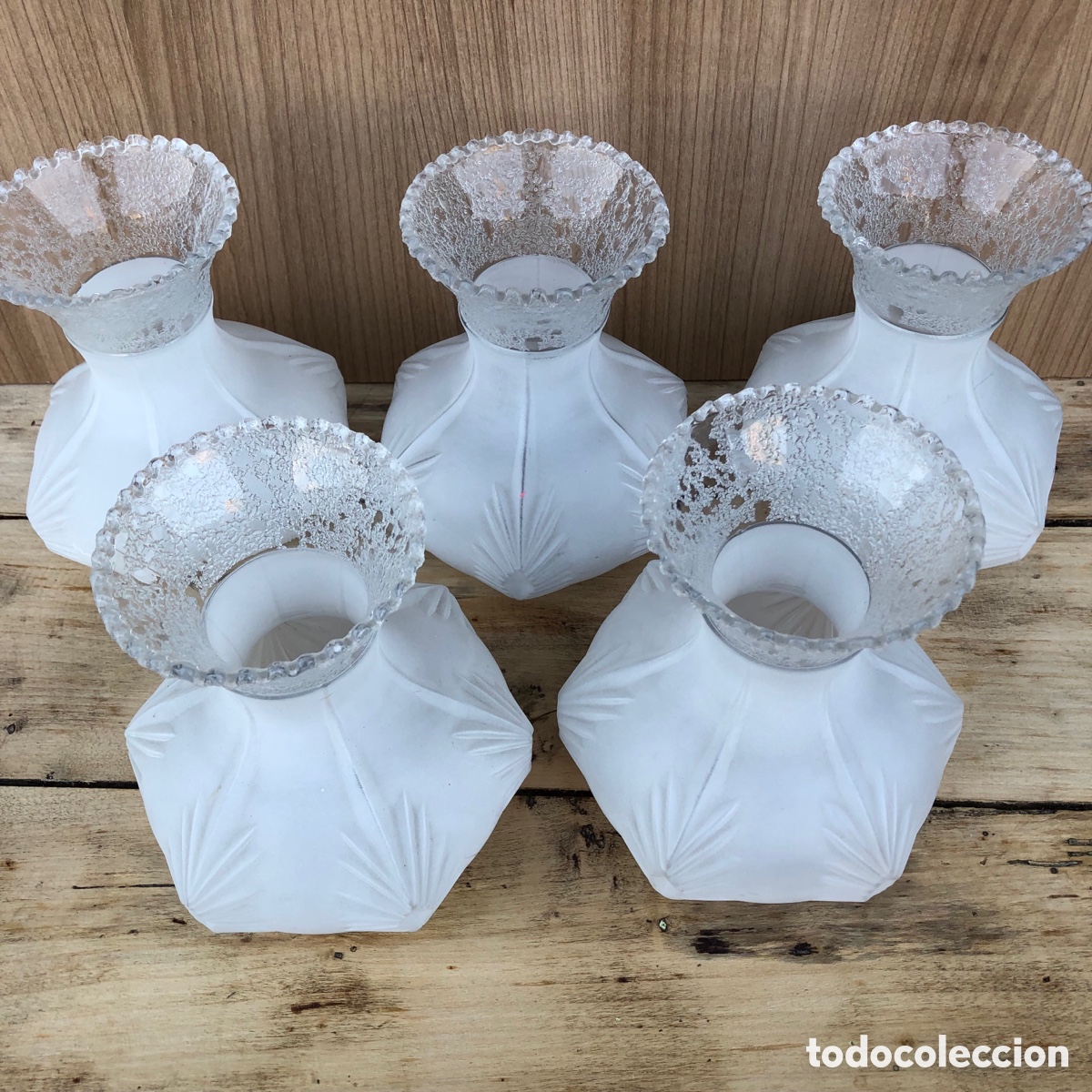 Vintage: 5 tulipas cristal opaco - Foto 1
