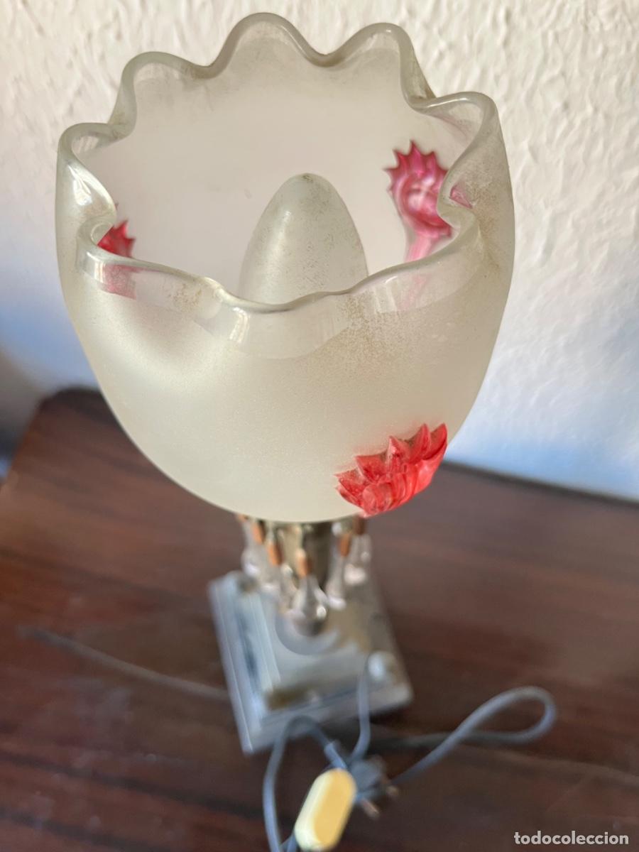 Vintage: Lampara antigua de mesa con gotas de cristal - Foto 6