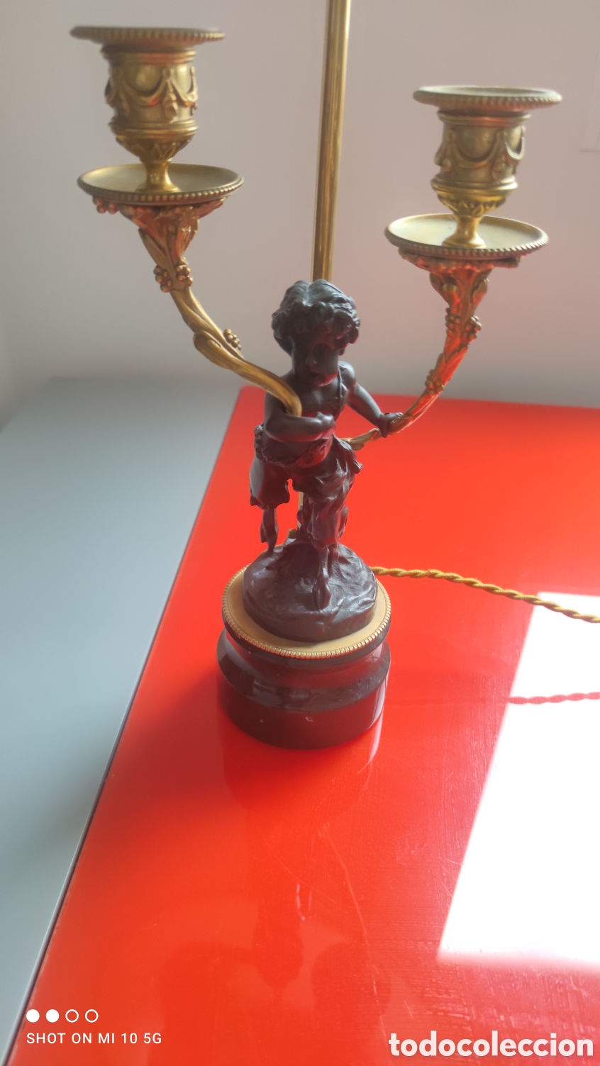 Vintage: CANDELABRO PIE DE LAMPARA SATIRA EN BRONCE,ESTILO LUISXVI - Foto 2