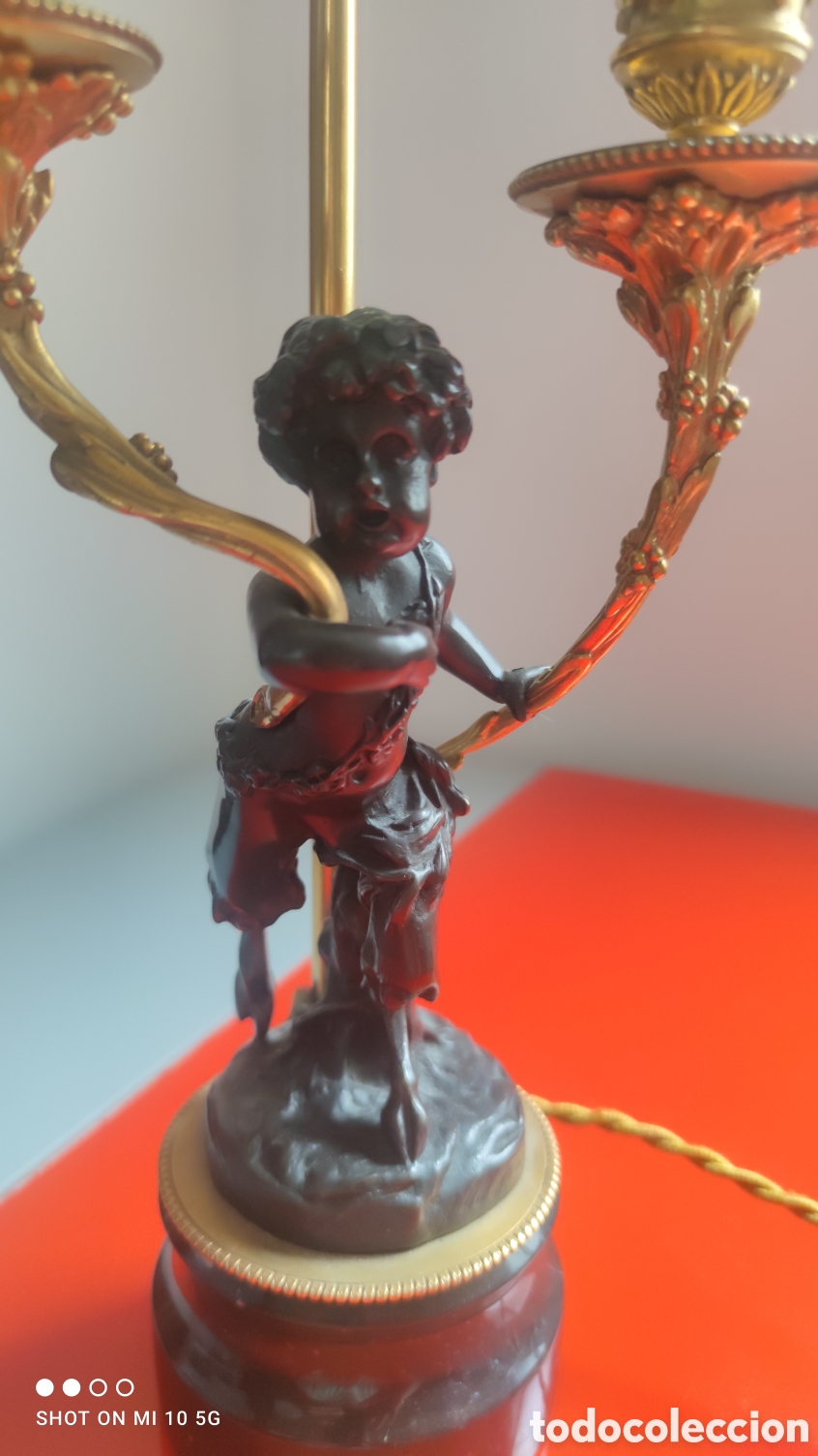 Vintage: CANDELABRO PIE DE LAMPARA SATIRA EN BRONCE,ESTILO LUISXVI - Foto 9