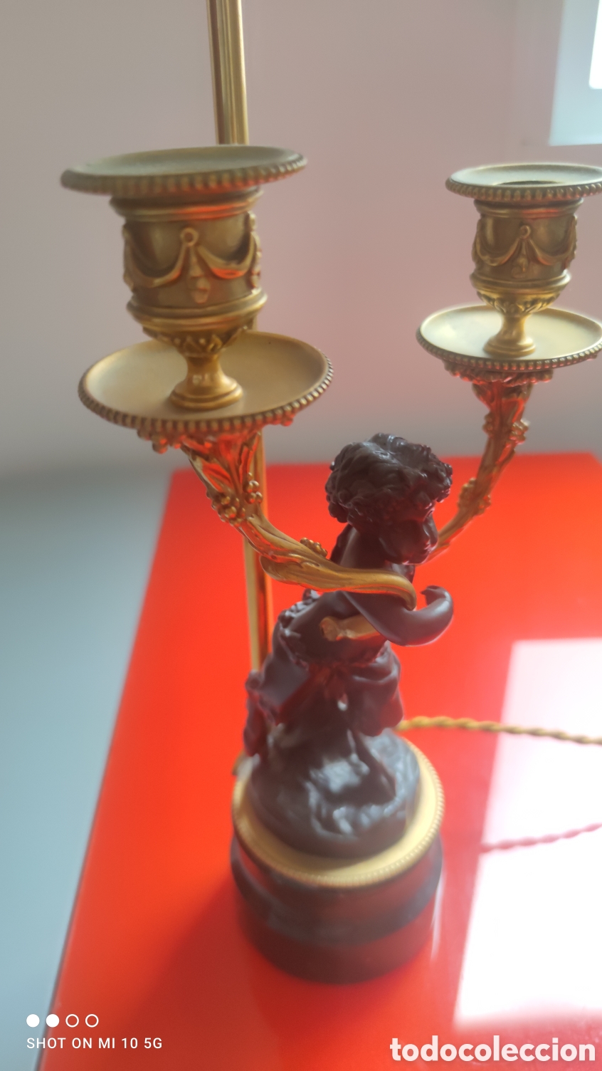 Vintage: CANDELABRO PIE DE LAMPARA SATIRA EN BRONCE,ESTILO LUISXVI - Foto 10
