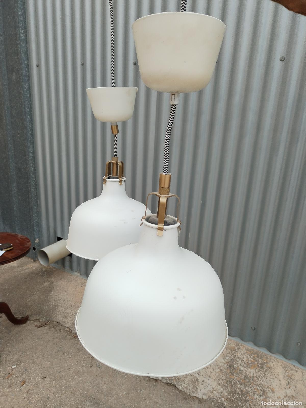 Vintage: 2 lamparas de techo blancas de metal - Foto 2