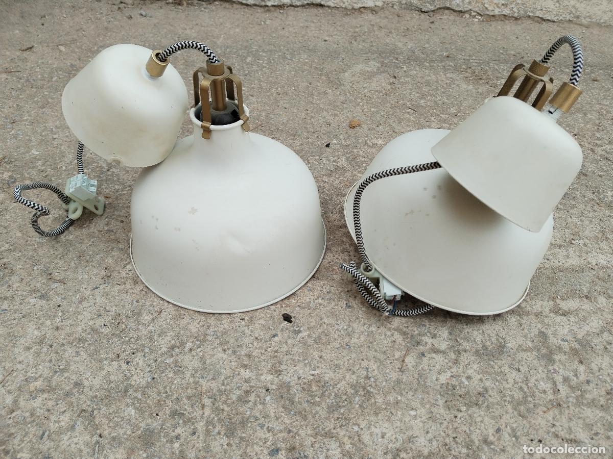 Vintage: 2 lamparas de techo blancas de metal - Foto 8