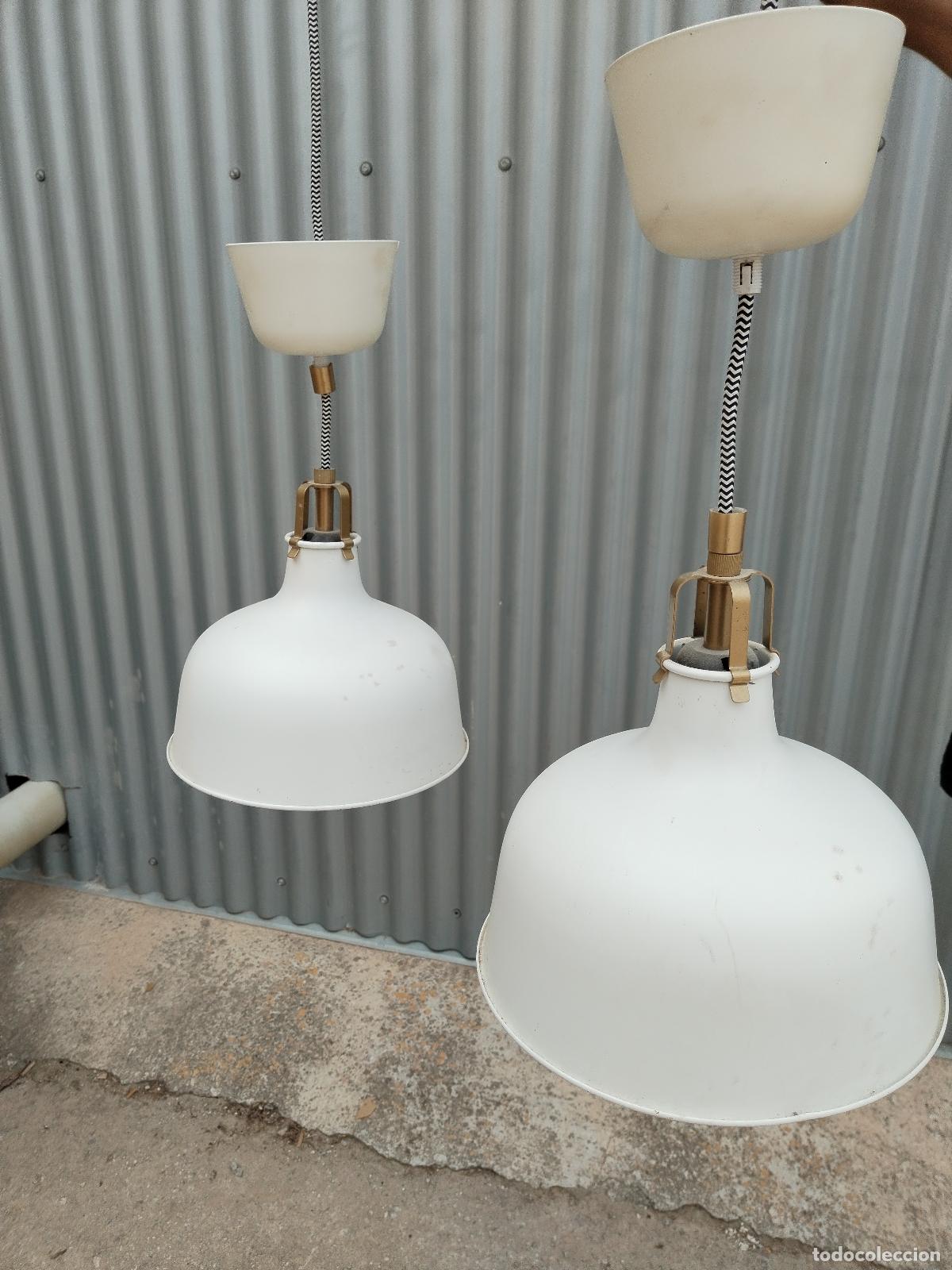 Vintage: 2 lamparas de techo blancas de metal - Foto 1