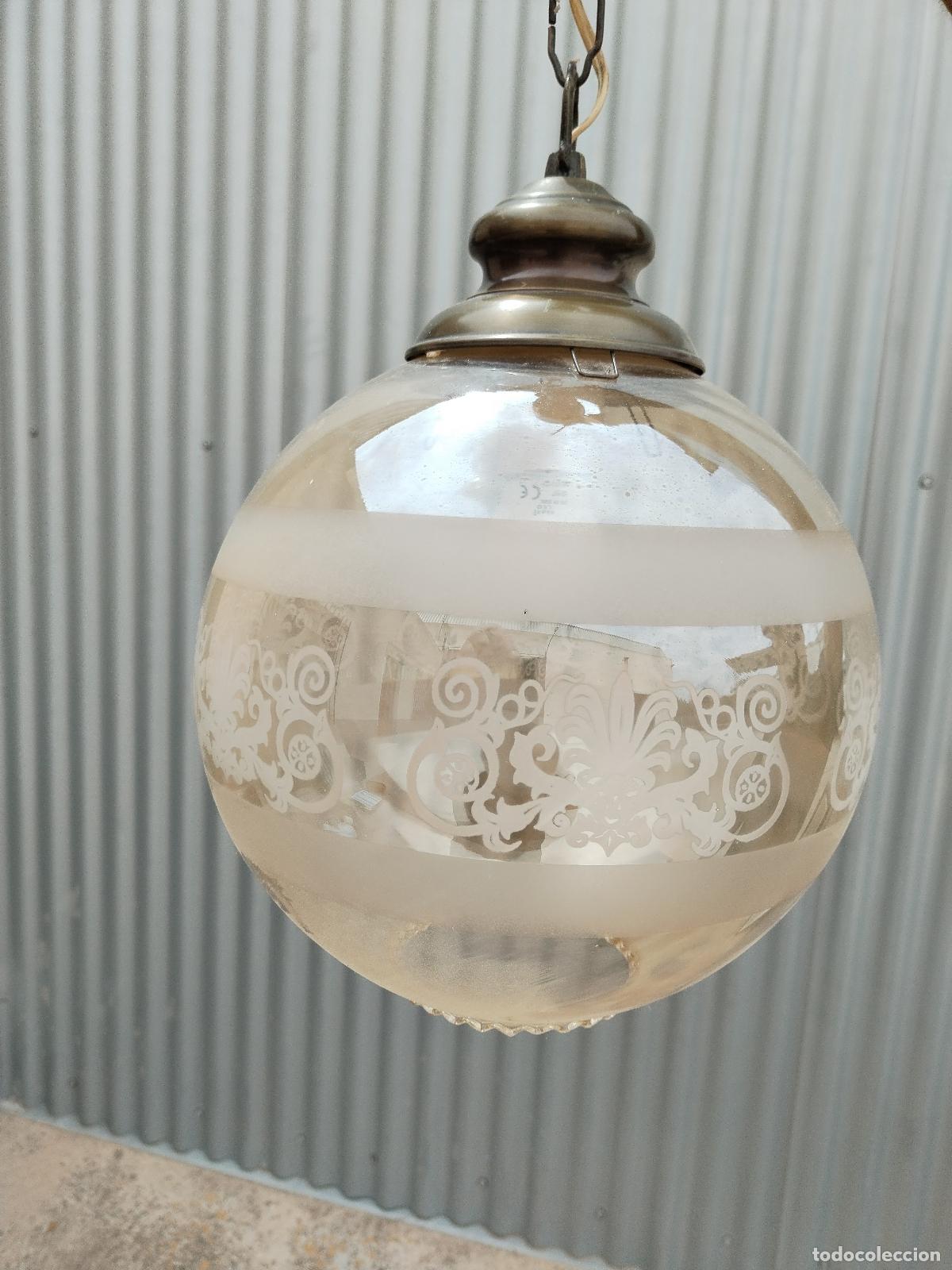 Vintage: 2 lamparas de techo tulipa de cristal - Foto 5