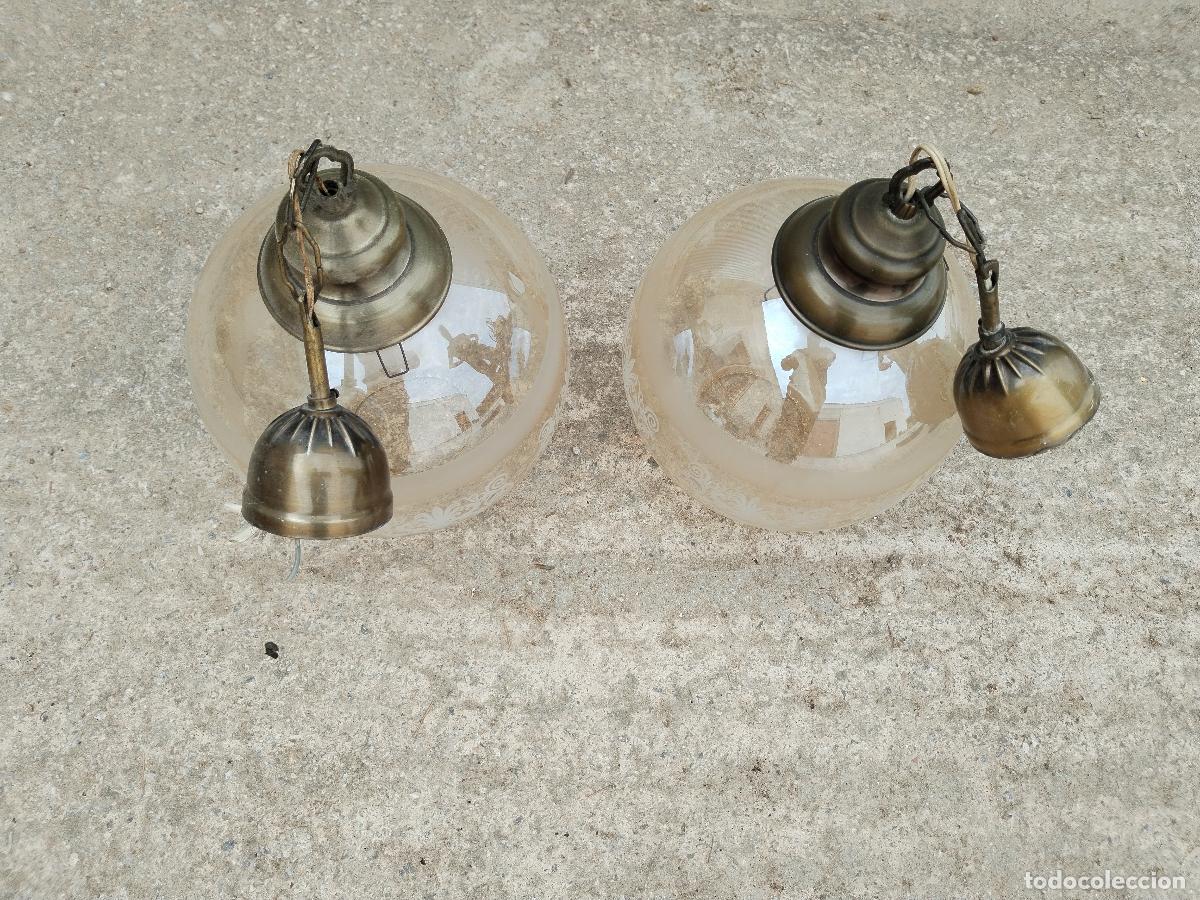 Vintage: 2 lamparas de techo tulipa de cristal - Foto 6