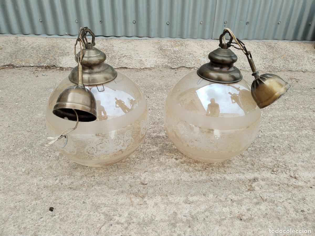 Vintage: 2 lamparas de techo tulipa de cristal - Foto 7