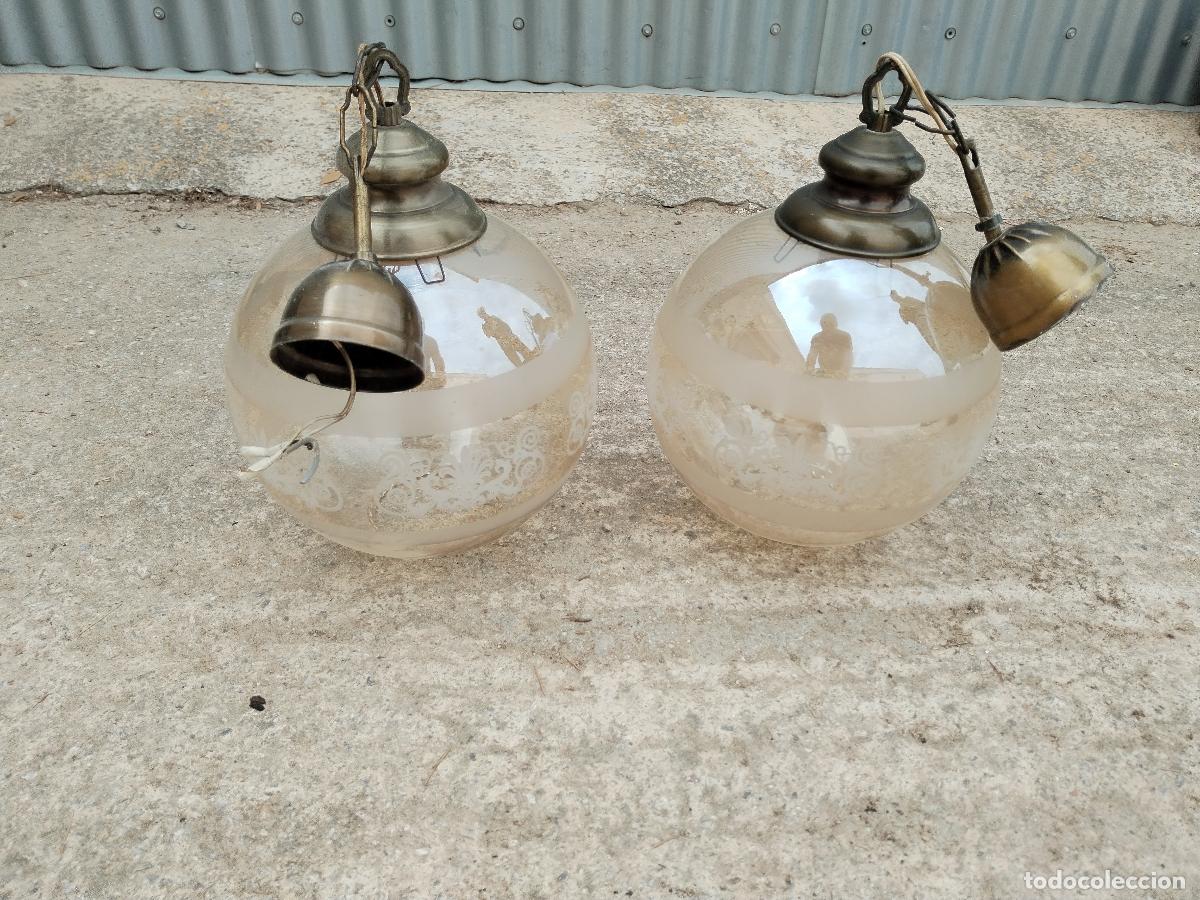 Vintage: 2 lamparas de techo tulipa de cristal - Foto 8