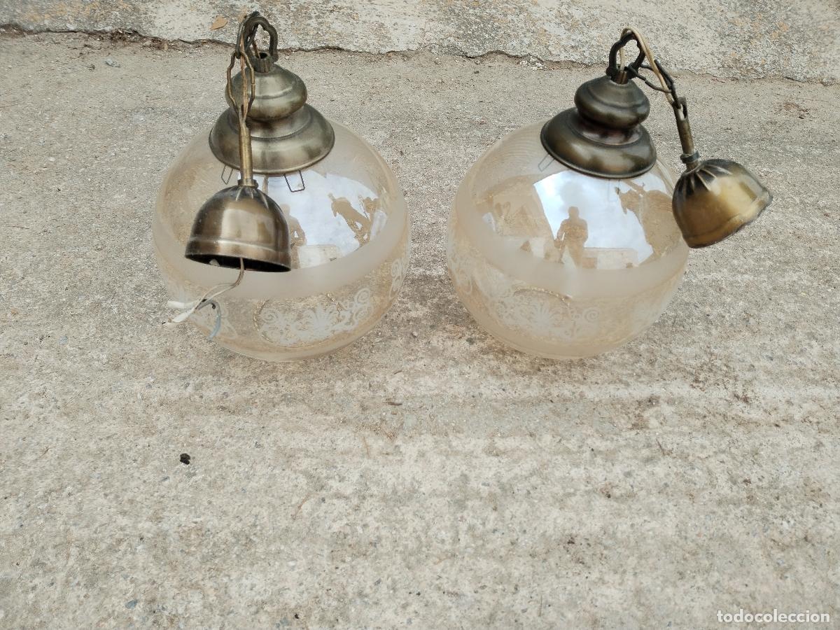 Vintage: 2 lamparas de techo tulipa de cristal - Foto 9