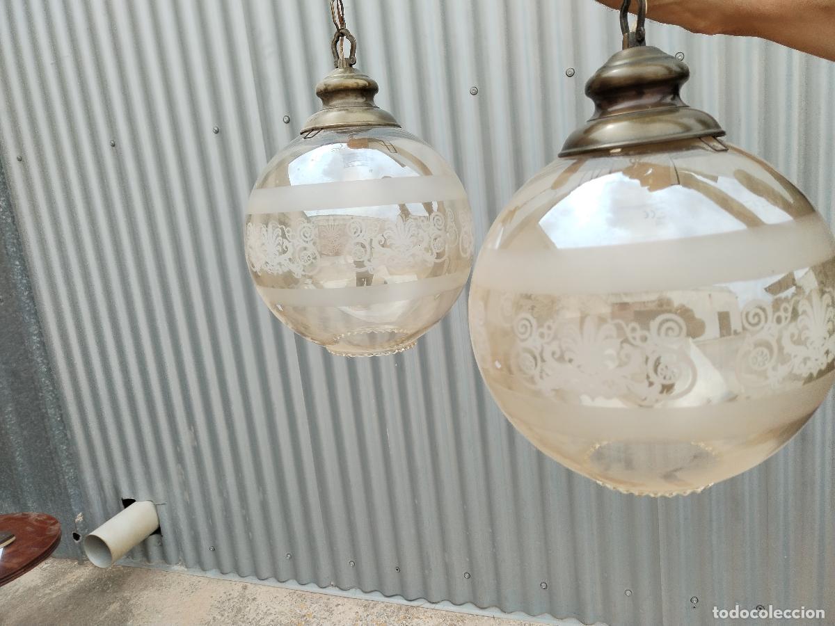 Vintage: 2 lamparas de techo tulipa de cristal - Foto 1