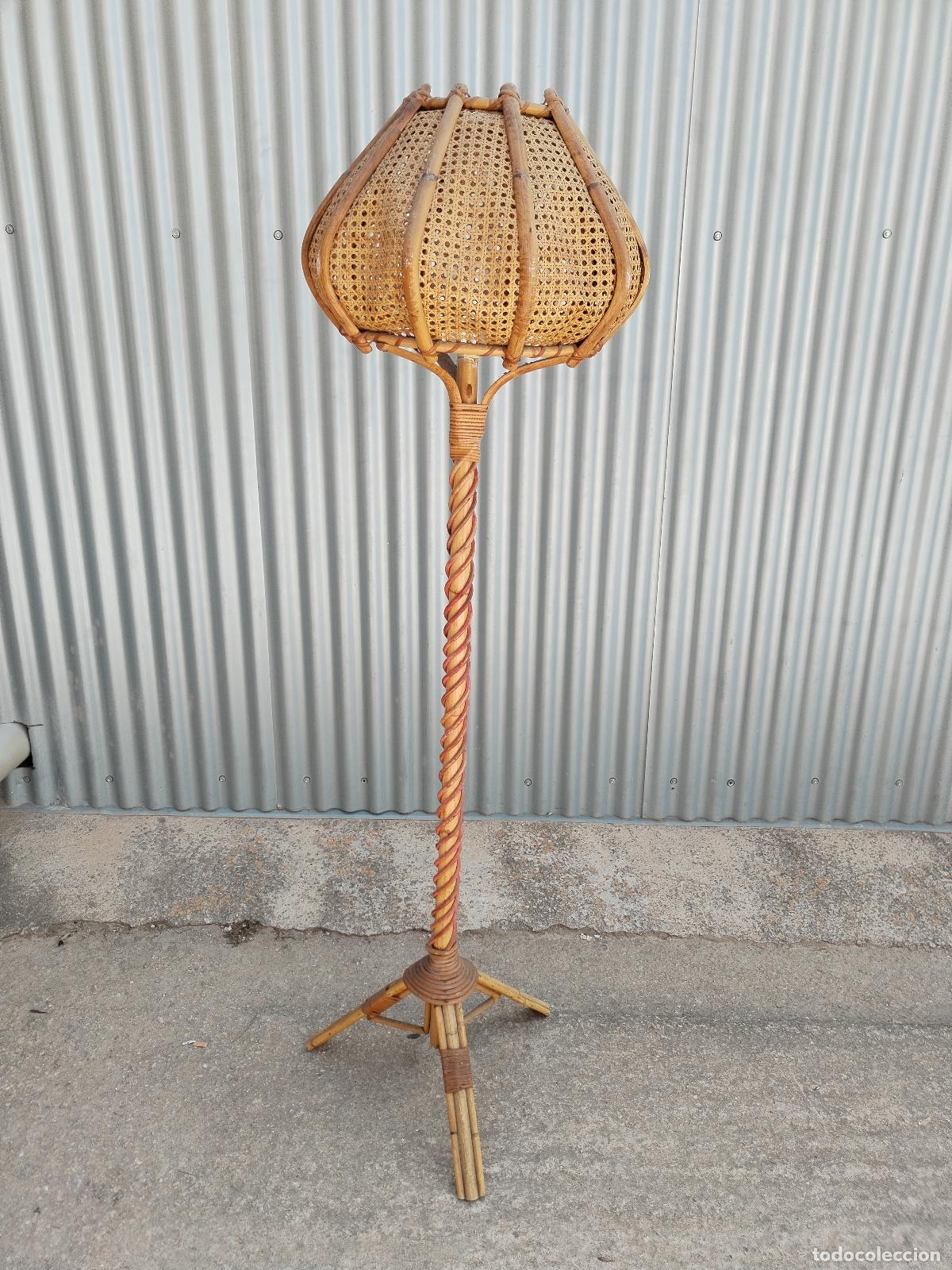 Vintage: lampara vintage de pie en mimbre ratt&aacute;n - Foto 10