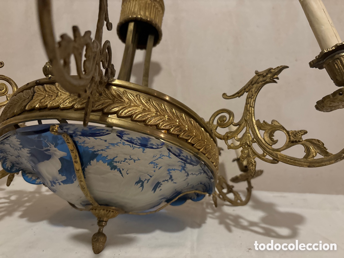 Vintage: Preciosa, l&aacute;mpara en bronce y cristal - Foto 6