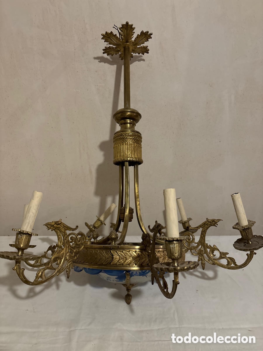 Vintage: Preciosa, l&aacute;mpara en bronce y cristal - Foto 1