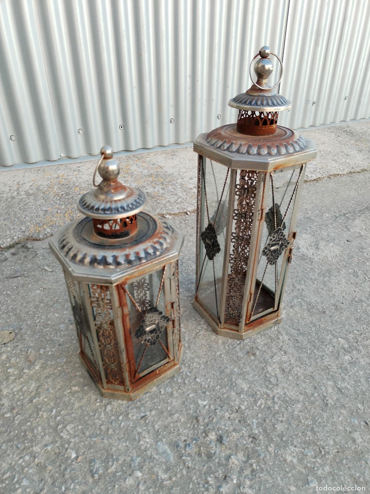 Vintage: 2 faroles de metal vintage - Foto 2