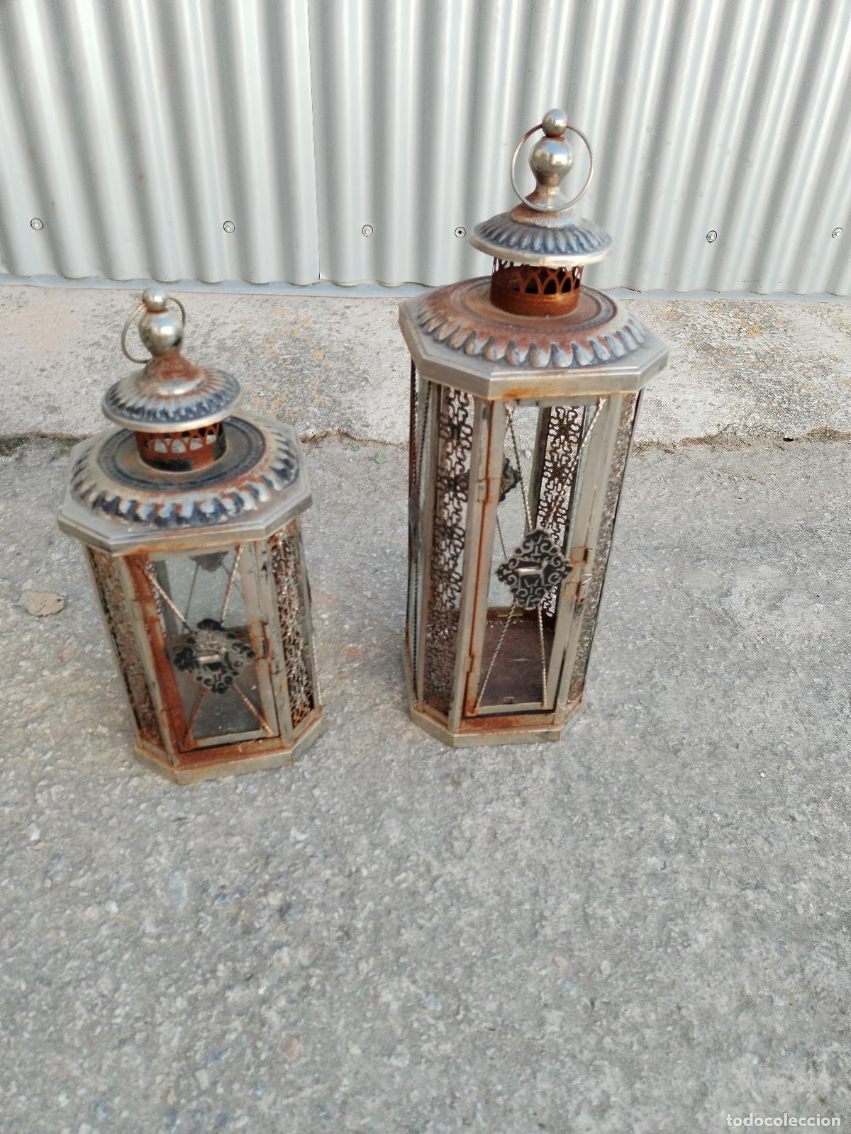 Vintage: 2 faroles de metal vintage - Foto 3