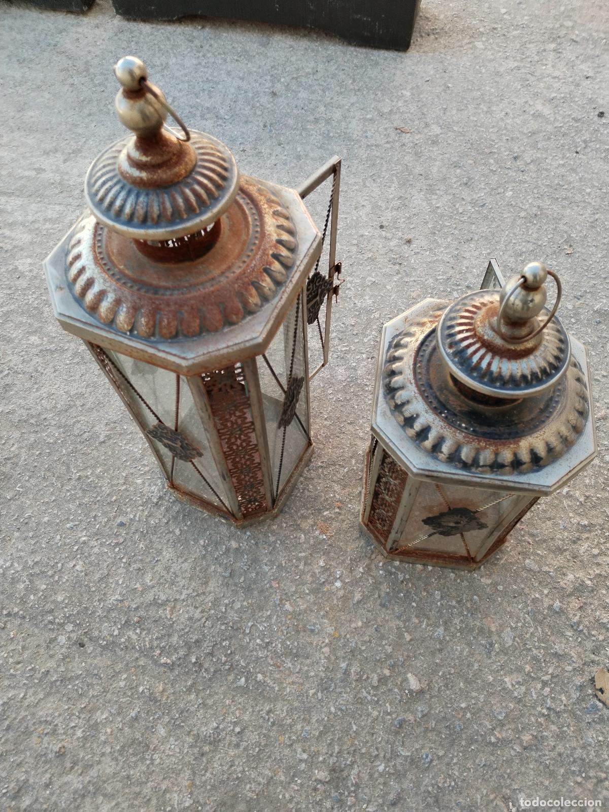 Vintage: 2 faroles de metal vintage - Foto 4