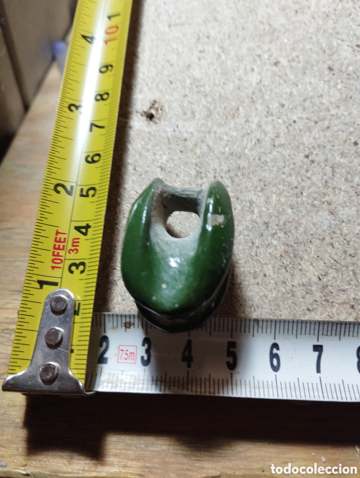 Vintage: Aislante para dos cables de esmalte verde - Foto 1