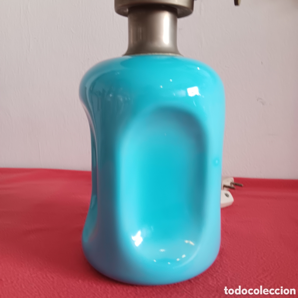 Vintage: Pie de lampara azul opalino - Foto 2