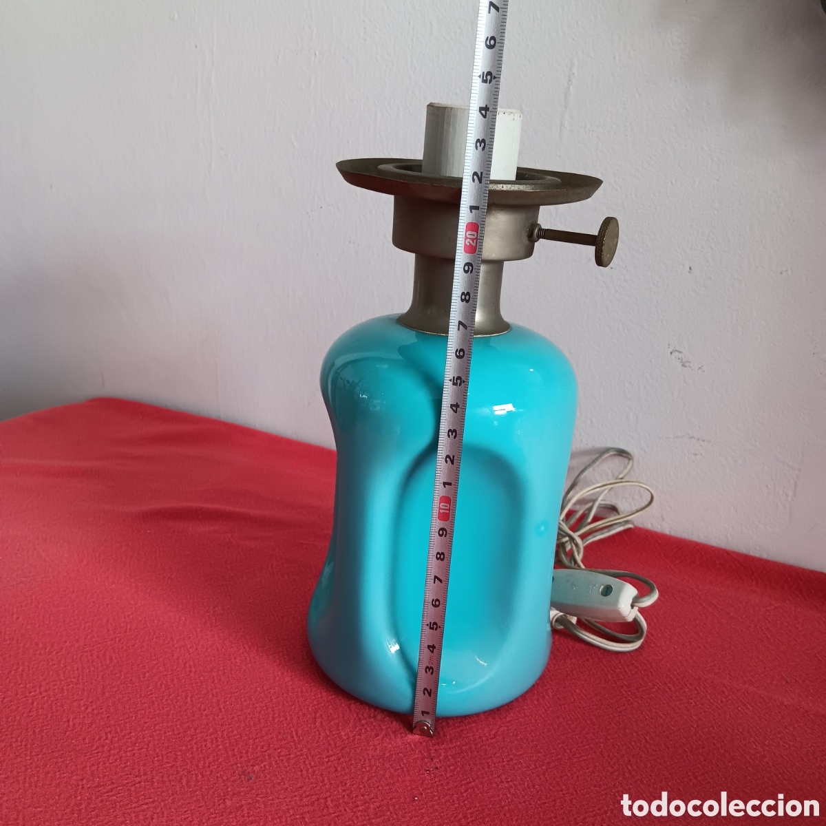 Vintage: Pie de lampara azul opalino - Foto 4