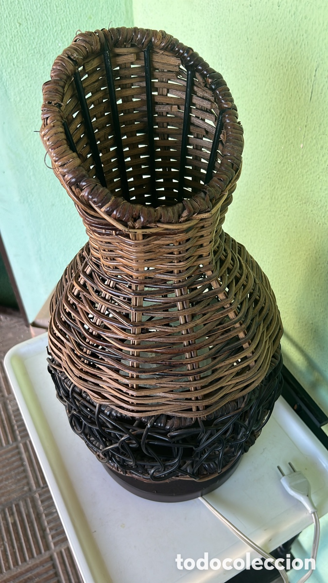Vintage: L&Aacute;MPARA MESA MIMBRE MODERNA - Foto 2