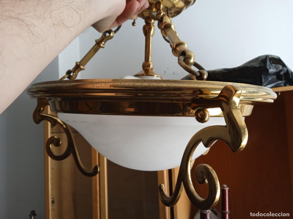 Vintage: L&aacute;mpara de de techo de bronce lat&oacute;n - Foto 1