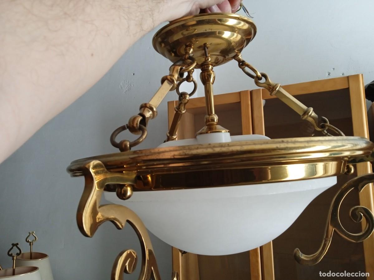 Vintage: L&aacute;mpara de de techo de bronce lat&oacute;n - Foto 2