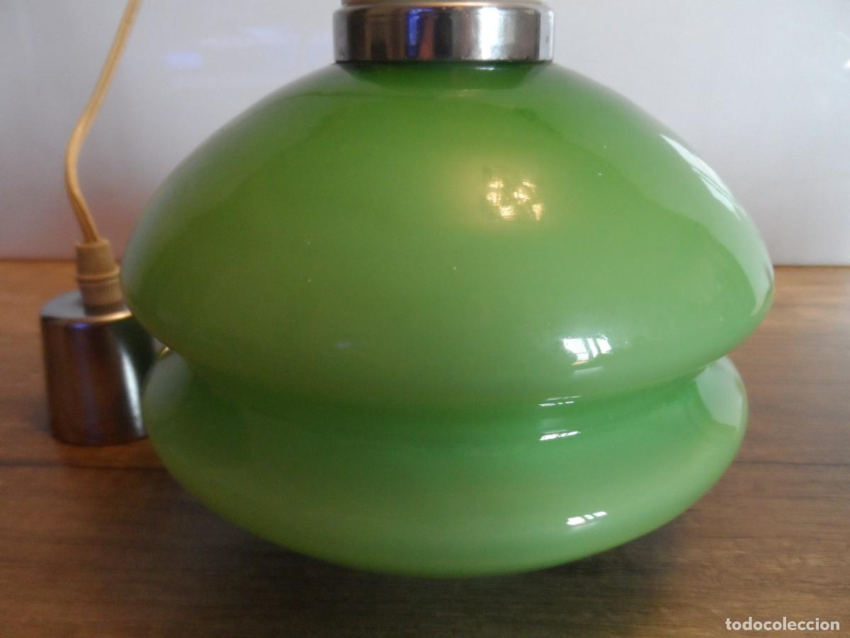 Vintage: LAMPARA DE DE TECHO DE OPALINA VERDE A&Ntilde;OS 60-70 - Foto 4