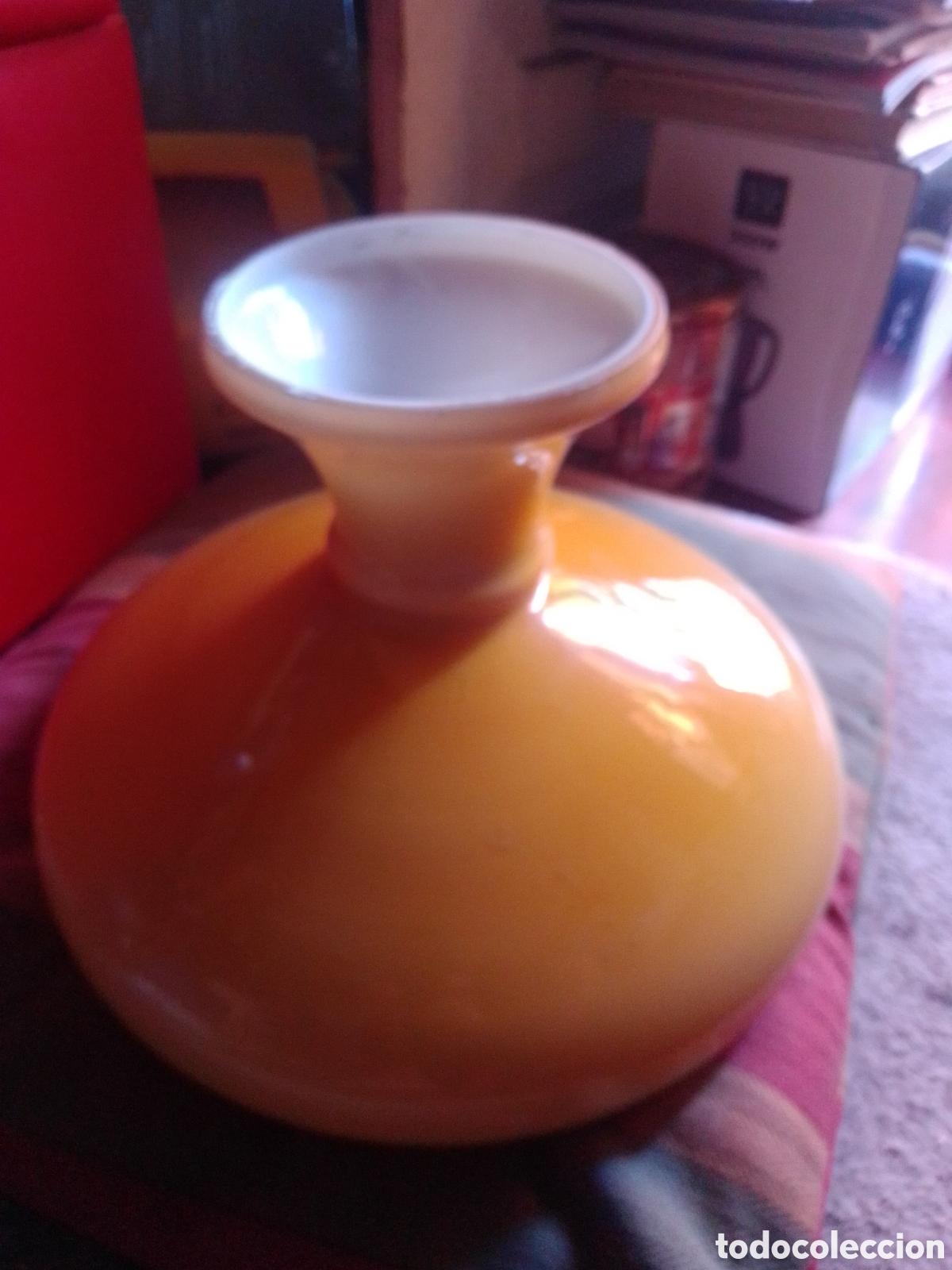Vintage: Tulipa de opalina naranja para l&aacute;mpara - Foto 1