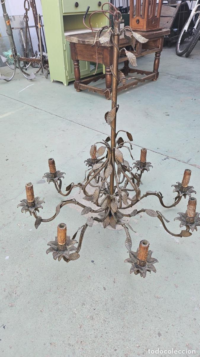 Vintage: lampara de ara&ntilde;a metal grande - Foto 1
