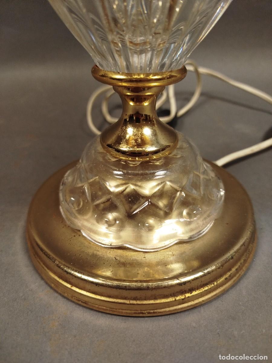 Vintage: LAMPARA DE SOBREMESA DE CRISTAL Y LATON - Foto 5