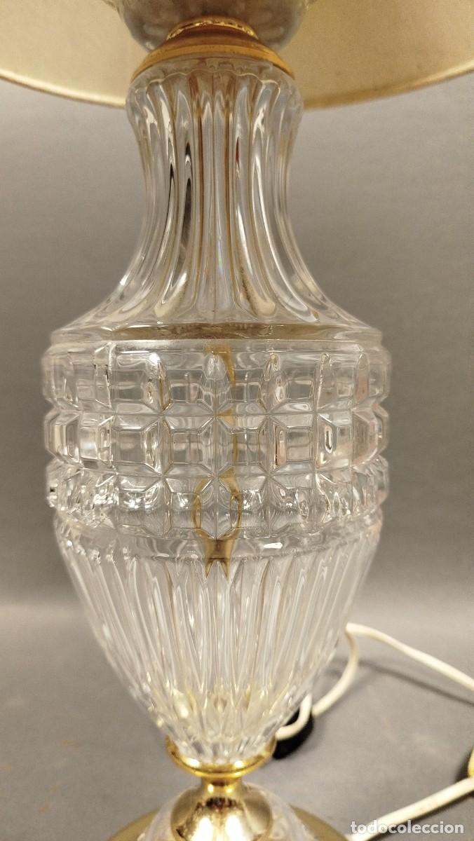 Vintage: LAMPARA DE SOBREMESA DE CRISTAL Y LATON - Foto 6