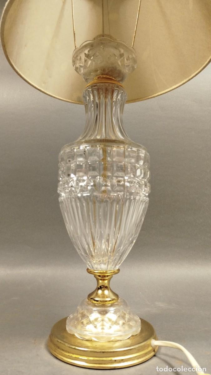 Vintage: LAMPARA DE SOBREMESA DE CRISTAL Y LATON - Foto 7
